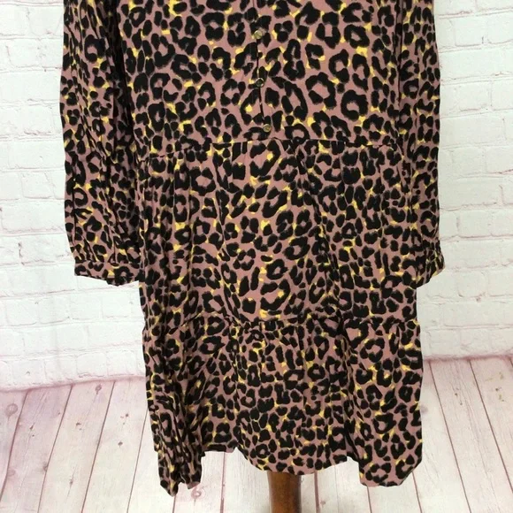 LOFT Animal Print Long Sleeve Dress - Size Medium - Picture 3 of 8